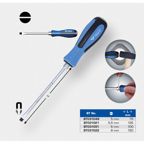 BRILLIANT TOOLS Schraubendreher Schlitz mit Schlagkappe 5,5 x 125 mm - BT031021 (1/5)
