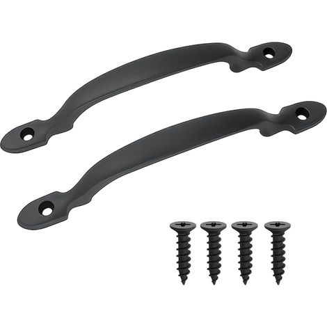 Poignée de porte et meuble, lot de 2 poignées en alliage de zinc noir avec revêtement, longueur 160 mm, solide et résistante à la corrosion, idéale pour armoires, portes, portails et abris de jardin (1/5)