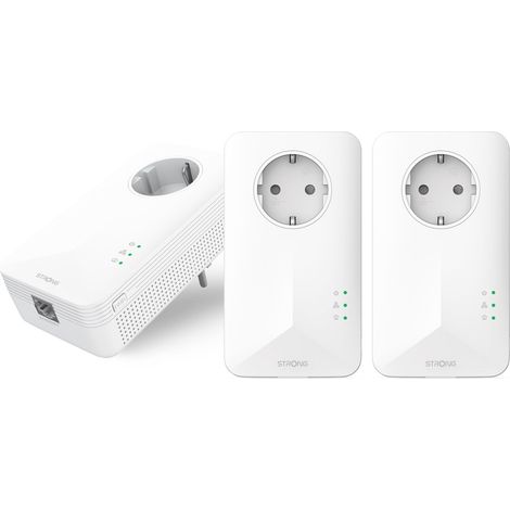 Strong Powerline 1000 Mbps - Set 3 Adattatori Ethernet Bianchi per Internet Veloce (1/4)