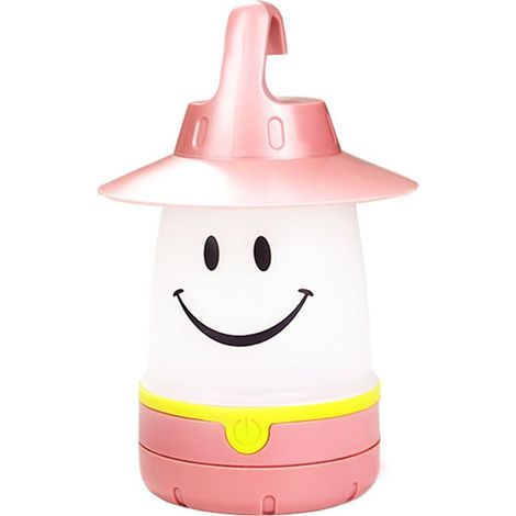 Lampe visage souriant, accessoire créatif pour tente d'enfant, lampe de camping, rose, piles non incluses (1/5)