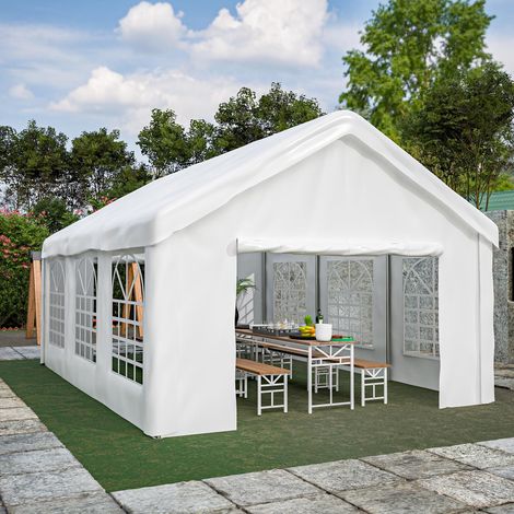 Auto-zeltgarage 4x6m 601x400x281cm mit zwei rolltoren wetterfestes garagenzelt abnehmbare seitenwände stahl pe weiss