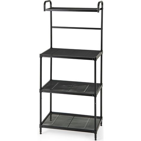 Scaffale da cucina in metallo a 4 ripiani con ripiani regolabili, nero