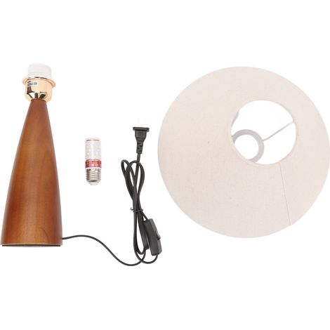 Ortviai Lampe de bureau LED rétro en bois massif et abat-jour en lin – 40 cm, 12 W, 100-240 V (1/5)
