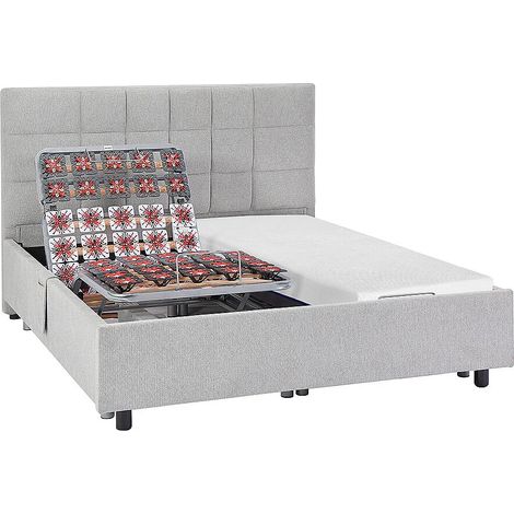 Lit électrique de relaxation déco tout plots + matelas mémoire de forme - 2 x 70 x 190 cm - Tissu - Gris - EREGA de YSMÉE (1/5)