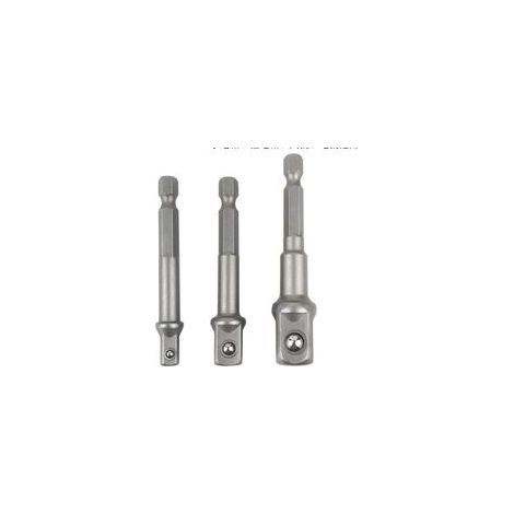 Juego de adaptadores de 3 piezas de 6 puntas a 1/4, 1/2 y 3/8 de pulgada de accionamiento cuadrado adaptador de vaso hexagonal llave de vaso juego de tuercas cable de extensión para destornillador ina