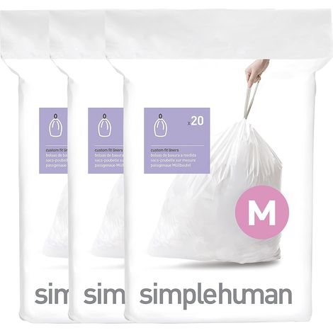 sacs poubelle sur mesure, 3 x paquet de 20 (60 sacs), plastique blanc (1/5)