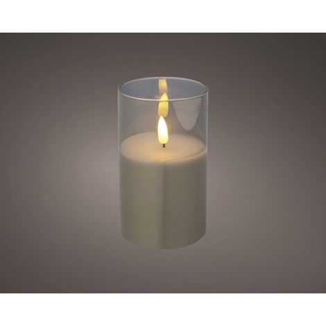 Dekorative LED-Kerze im Glas, grau, 12,5 cm