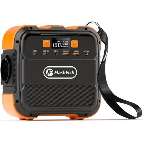 FlashFish 98Wh/26400mAh Stromgenerator, 120W (240W Spitzenleistung) Tragbare Powerstation mit 230V AC-Ausgang, USB, Typ-C Schnellladefunktion, Notstromakku für Outdoor-Aktivitäten, Camping, Garten und (1/5)