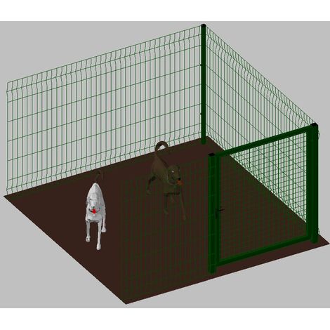 Modulo Aggiuntivo cm 200x200x122h per Recinto-Box Modulare per Cani in Ferro Zincato e Verniciato Verde-con Pali a Interrare