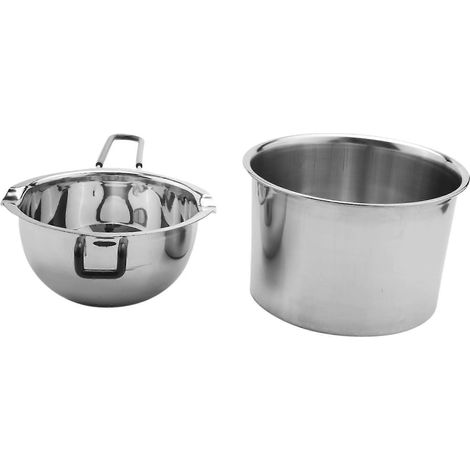 Lot de 2 casseroles à bain-marie en acier inoxydable pour faire fondre chocolat, savon, cire et bougies. (1/5)
