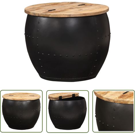 The Living Store Couchtisch Rund 53×43 cm Massivholz Mango - Couchtisch - Esszimmertisch - Vintage Stil - Holzmöbel - Mangoholz (1/5)