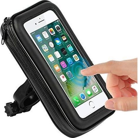 CLM-Tech Support de téléphone Portable vélo, Moto, Support de Smartphone pour Vélo Trottinette Scooter jusqu'à 5.3 Pouces, Noir, (1/4)