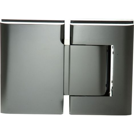 Pendeltürband Biloba 90° Glas-Glas, mit Feststellung 90°, Alu Edelstahl-Effekt (1/4)