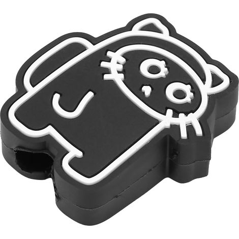 Protection de câble de charge USB avec motif animal mignon, gaine de protection pour câbles de données de téléphone portable, noir