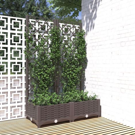 vidaXL Fioriera da Giardino con Graticcio Marrone 80x40x121,5 cm