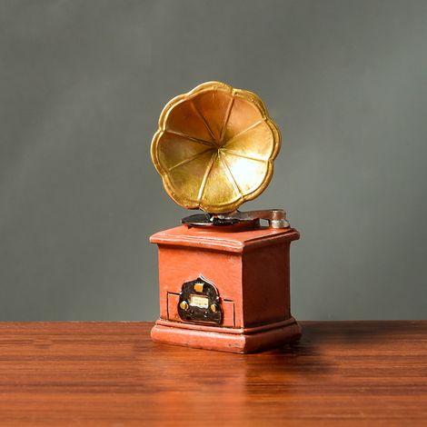 Fonógrafo de resina vintage – Diseño elegante y detallado – Decoración fotográfica [Decoración de resina vintage] + [Fonógrafo elegante] + [Diseño exquisito]