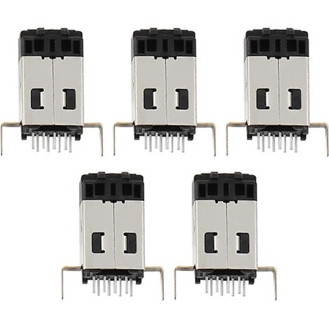 Lot de 5 connecteurs RJ45 8P8C à corps long, mâles blindés, pour circuit imprimé, boîtier modulaire noir. (1/5)