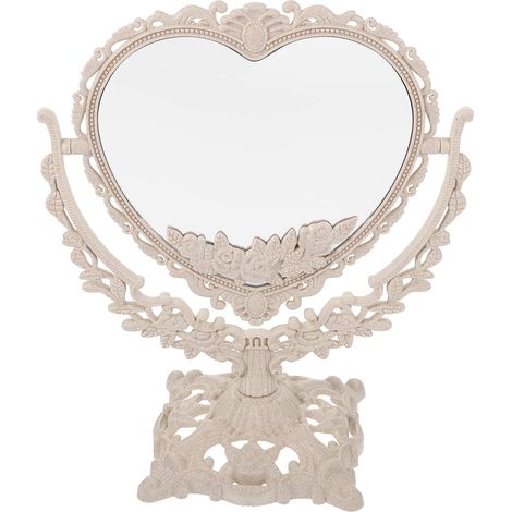Miroir De Maquillage Rotatif - Miroir À Main Ovale Avec Support Réglable - Pour Salle De Bain Bureau Ou Chambre - 1 Pièce (1/5)