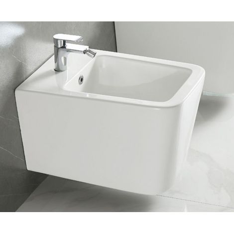 Bidet suspendu BOFY en porcelaine 53x36,5x31,5 cm-Blanc-Blanc-36.50 -- (1/4)