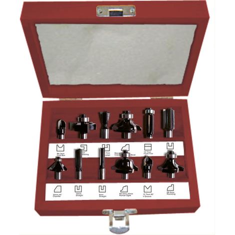 Fräser Satz mit 3 Schneidflächen, 12-teilig, Schaftlänge 42 mm (1/2)