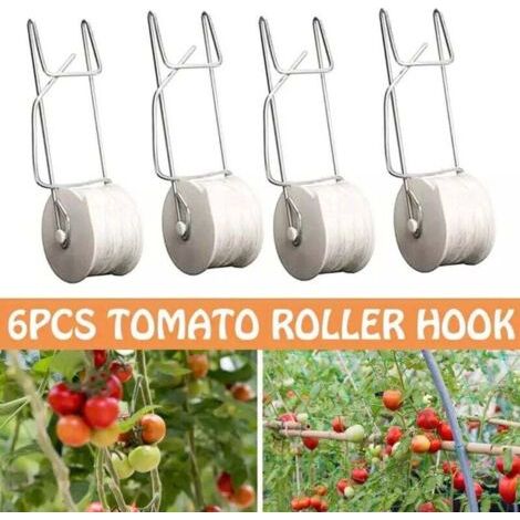 Lot de 10 crochets de support pour tomates avec ficelle de 15 m, kit de treillis de serre, crochet durable pour empêcher les tomates de pincer ou de tomber