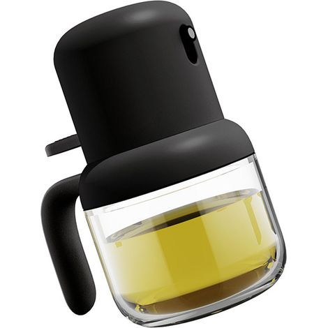 Flacon pulvérisateur d'huile 180 ml, poignée ergonomique, fermeture hermétique, en plastique et verre, anti-poussière, pour la cuisine, noir. (1/5)