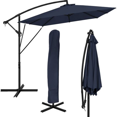 ML-Design Ampelschirm Ø 330 cm, Navy Blau, Alu Sonnenschirm mit Kurbel, Gartenschirm UV50+ Sonnenschutz & wasserabweisend, Marktschirm 360° drehbar & neigbar, Terrassenschirm mit Abdeckung & Ständer (1/5)