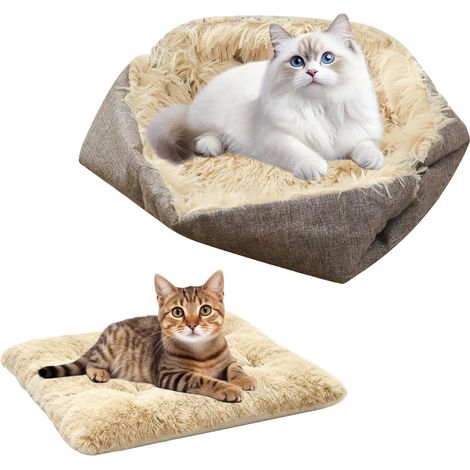 Cuccia per cani e gatti, cuccia per gatti 2 in 1, cuccia morbida per gatti, cuscino morbido e confortevole per gatti, cuscino per gatti, lavabile, pieghevole, per cani di piccola taglia, gatti, conigl