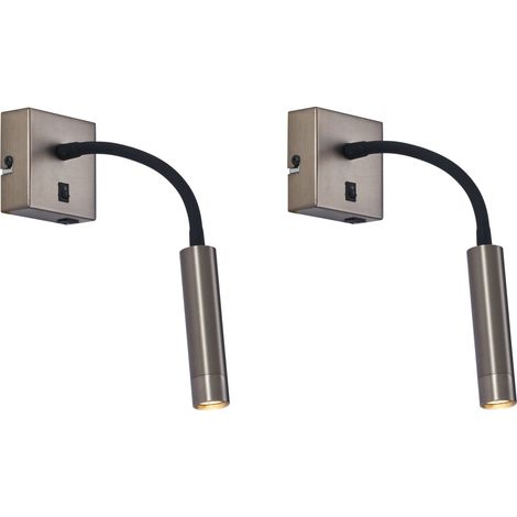 QAZQA Set van 2 moderne wandlamp gunmetal met USB-C - Gosna (1/5)