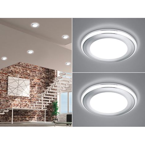 Runder LED Deckeneinbaustrahler 2er Set in Silber Chromfarben Ø 14,8cm (1/5)