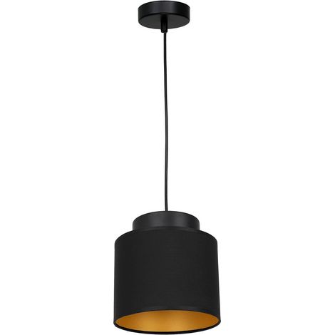 Suspension Frodi noire tissu intérieur or E27 Luminex