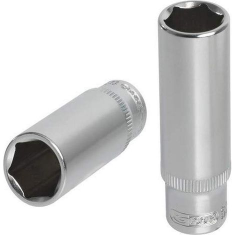1 - Douille longue - Clé à cliquet - Acier Chrome Vanadium - Finition chromée satinée - Pour mécanique automobile et industrie - Argent - 7mm x 65mm