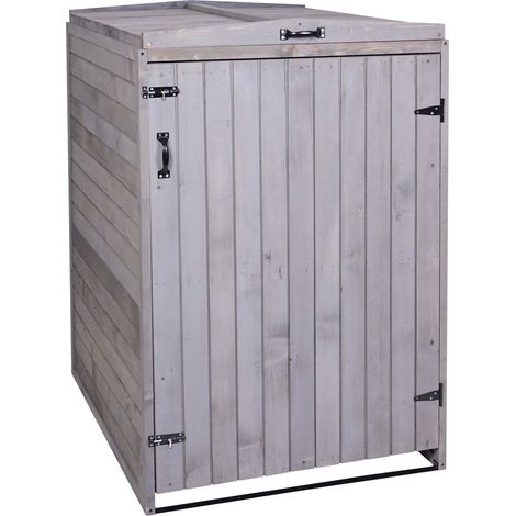 Copribidone box spazzatura rifiuti HHG-981 98x80x126cm legno abete grigio antracite