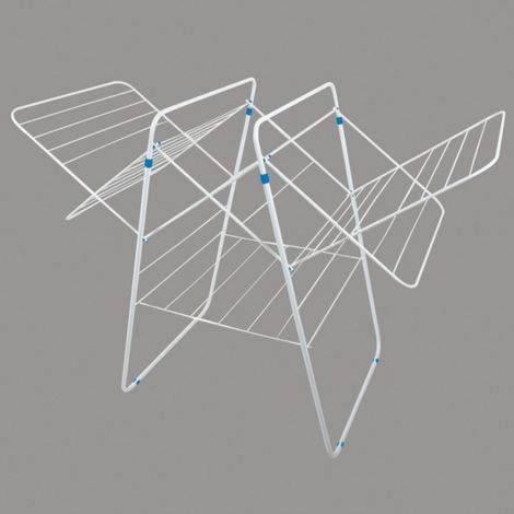 MSV – Etendoir à poser accordéon extensible 33m – Design compact pour petits espaces – Séchage intérieur et extérieur – Blanc