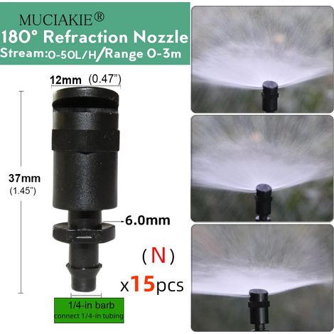 Pipette d'irrigation réglable à 90/180/360°, micro-buse pour arrosage de jardin, buse rotative, pulvérisateur à brouillard avec compensation de diamètre de tuyau 4/7 mm (1/5)