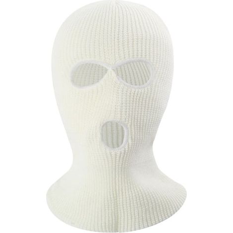Masque intégral d'hiver, cagoule à trois trous, bonnet tricoté, cache-cou - Blanc (1/5)