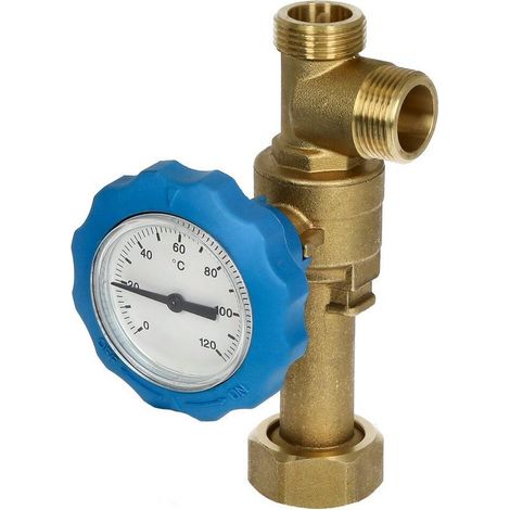 Vanne à bille avec thermomètre bleu 3/4" pour station solaire