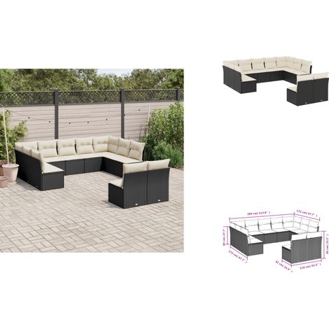 Salon de jardin 11 pcs avec coussins noir résine tressée - Salon De Jardin - Canapé Extérieur - Ensemble Salon De Jardin - Meuble De Jardin - Mobilier De Jardin