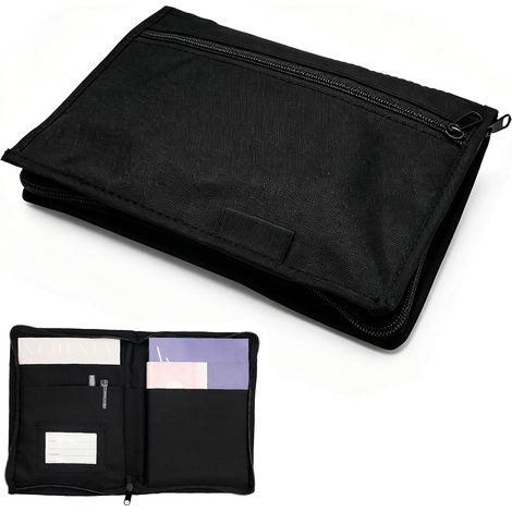 Porte-documents pour véhicule, format A5, 24 x 17 cm, pour boîte à gants, permis de véhicule, noir avec plusieurs compartiments pour factures, cartes, reçus (1/5)