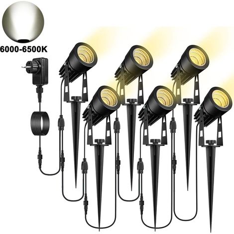 Lot de 6 projecteur, LED basse tension 12 V, étanche IP65, aluminium, orientable 270°, jardin allée (1/5)