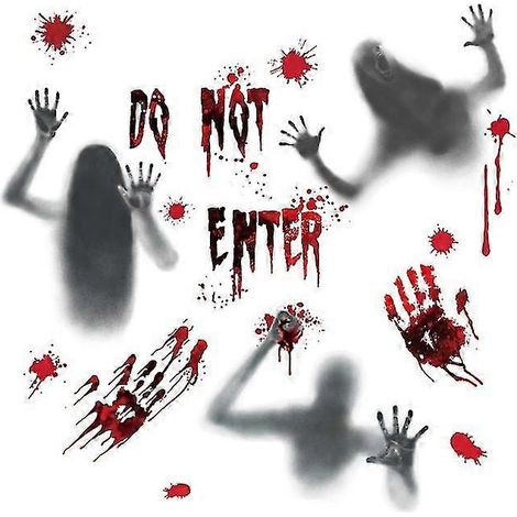 Pegatinas de miedo, huellas de manos ensangrentadas, pegatinas estáticas, decoraciones de fantasmas para ventanas de Halloween (1/5)