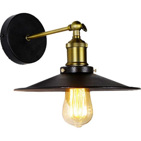 APLIQUE DE PARED METALICO VINTAGE E27 60W COLOR NEGRO Ø28x24,5x26cm EDM (1/3)