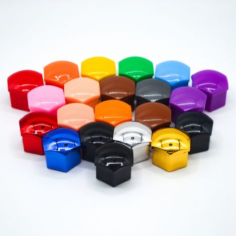 Tapones de tuercas de rueda rojos metalizados 19 mm, 20 piezas + clip (1/5)