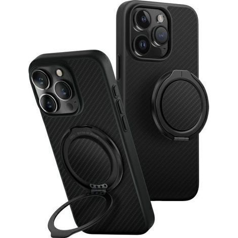 Funda con carga Magclick Uniq Keva Air para iPhone 16 Pro Max de 6,9 pulgadas, color negro/negro carbón. (1/3)