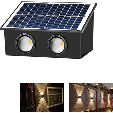 APPLIQUE LAMPADA 4 LED MURO PARETE SOLARE IP65 BIANCO CALDO GIARDINO TE-B0572