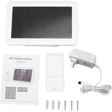 Station Météo Connectée WiFi Thermomètre Hygromètre Intérieur Extérieur Écran Couleur LCD Prévisions Baromètre Horloge Atomique (1/5)