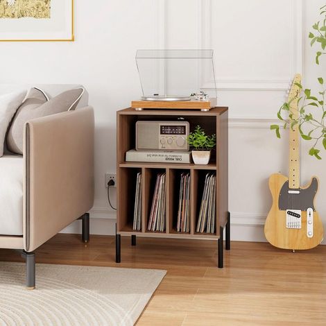 Rangement Optimisé pour 150 Vinyles Meuble Platine avec Station de Charge USB Table de Chevet Salon (1/5)