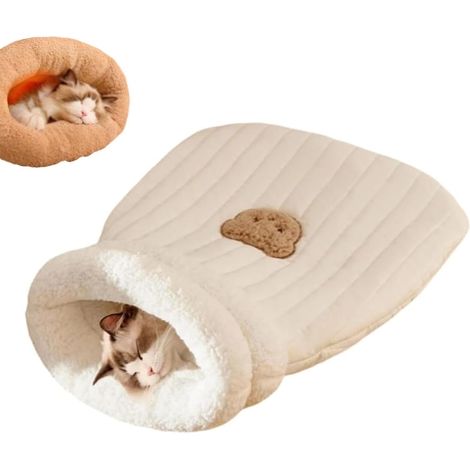 Sac de couchage d'intérieur pour chat - lit d'hiver confortable, couverture chaude, douce, moelleuse et lavable (G)