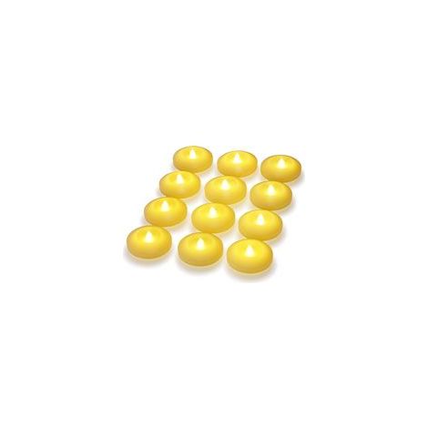 Juego de 12 velas flotantes LED sin llama con pilas, activadas por agua, para bodas, hogar, fiestas, centros de mesa, jarrones, bañeras, exteriores, piscinas y estanques (blanco cálido) - Crezuo