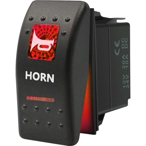 Копче Бутон За Вграждане за тромба клаксон 12V - 24V Надпис HORN Червена Светлина